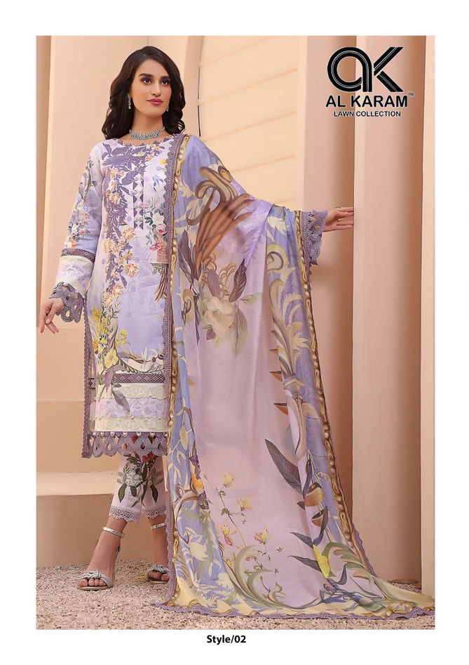 Al Karam Queens Court Fancy Wear Cambric Cotton Latest Dress Material Collection